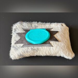 Gray & White Cowhide & Leather Baby Wipes Case for Pampers Wipes.